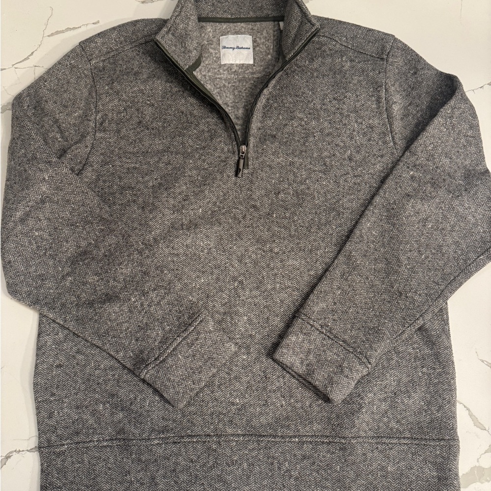 Tommy Bahama Charcoal Zip-Up Sweater